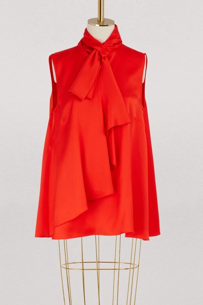 Shop Alexander Mcqueen Silk Top In 6610 - Lust Red