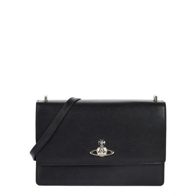 Vivienne Westwood Matilda Large Leather Shoulder Bag In Black | ModeSens