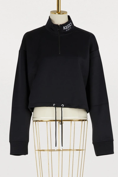 Shop Kenzo Cotton Cropped Sweatshirt In Black