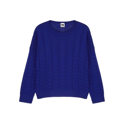 Shop M Missoni Dark Blue Textured-knit Jumper