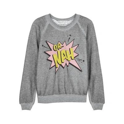 Shop Wildfox Or Nah Junior Jersey Sweatshirt In Grey
