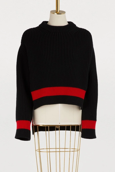 Shop Alexander Mcqueen Wool And Cashmere Sweater In 1004 - Black/lust Red