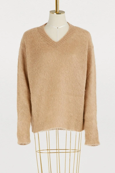 Shop Miu Miu Mohair Sweater In Camel