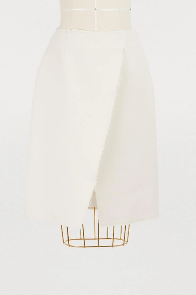 Shop Maison Margiela Wool Asymetrical Skirt In Ivory