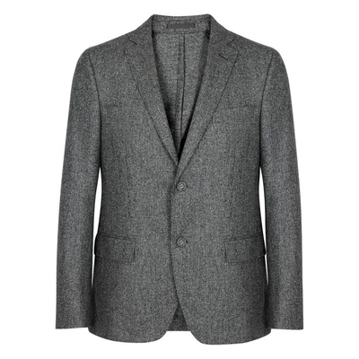 Shop Officine Generale 375 Grey Mélange Wool Jacket