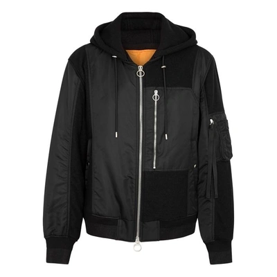 Shop Solid Homme Black Shell And Wool Bomber Jacket
