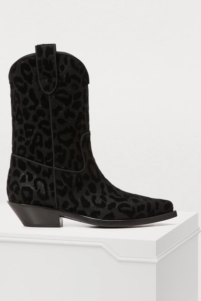Shop Dolce & Gabbana Leopard Ankle Boots In Black