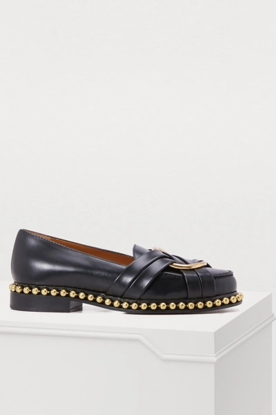 Shop Chloé Studded Loafers In Black