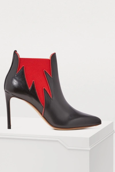 Shop Francesco Russo Ankle Boots In Black /red