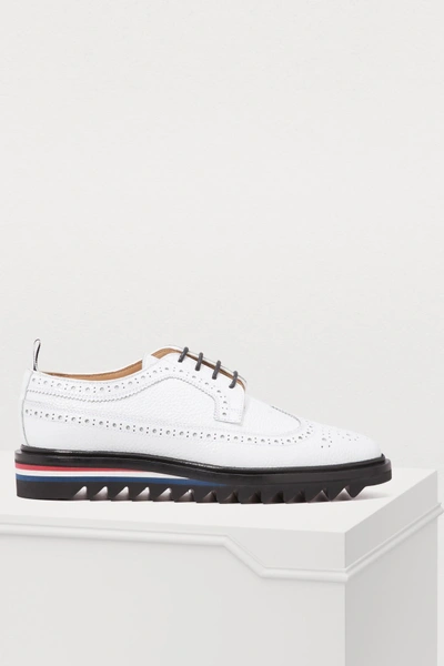 Shop Thom Browne Leather Derby Shoes In White
