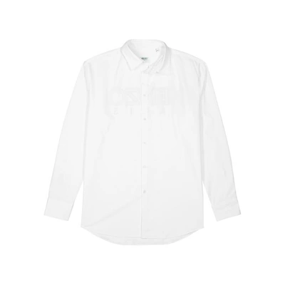 Shop Kenzo Logo-embroidered Poplin Shirt In White