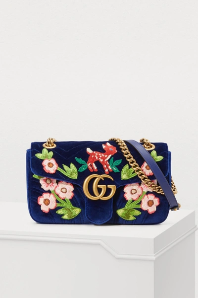 Shop Gucci Gg Marmont Velvet Sm Shoulder Bag