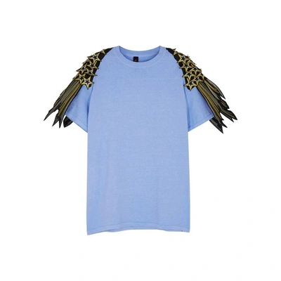 Shop Ragyard Shooting Star Appliquéd Cotton T-shirt In Light Blue