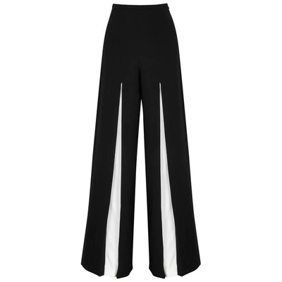Shop Roland Mouret Burton Monochrome Wide-leg Trousers In Black And White