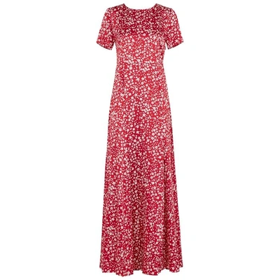 Shop Stine Goya Nanna Floral-print Silk Satin Dress In Red