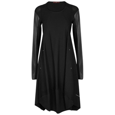 Shop High Forever Pinstriped Draped Jersey Dress In Black