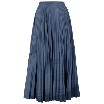 Shop Maison Margiela Blue Reflective Pleated Midi Skirt