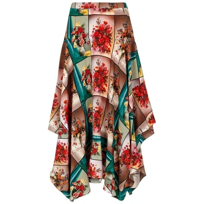 Shop Stella Mccartney Floral-print Draped Silk Skirt In Multicoloured
