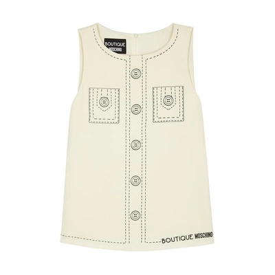 Shop Boutique Moschino Cream Printed Top In White And Black