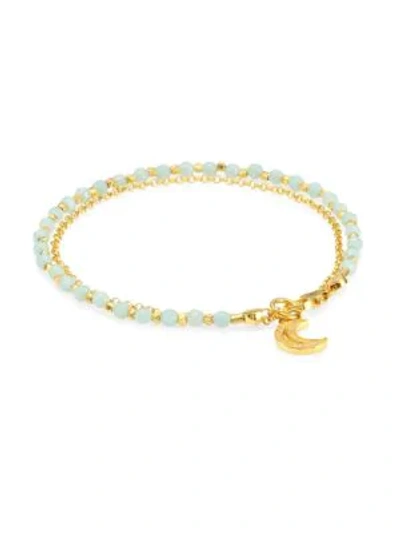 Shop Astley Clarke 18k Goldplated Amazonite & White Sapphire Moon Bracelet