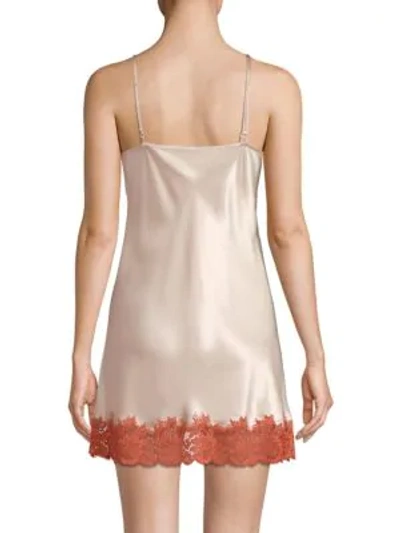 Shop Ginia Women's Lace-trimmed Silk Chemise In Glided Gold