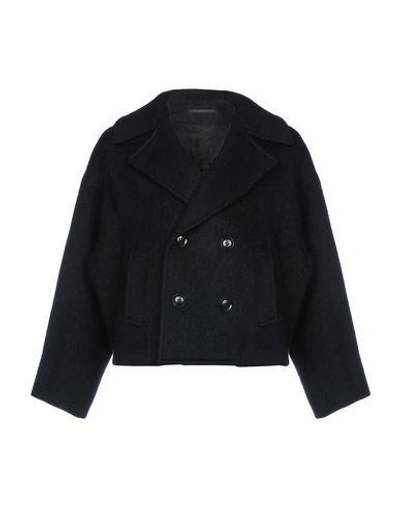 Shop Yohji Yamamoto Coat In Black