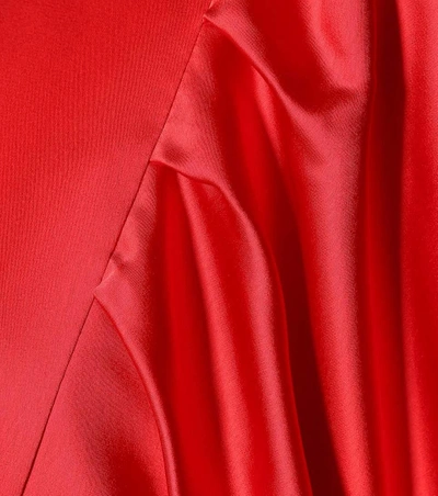 Shop Self-portrait Asymmetric Satin Dress In Red