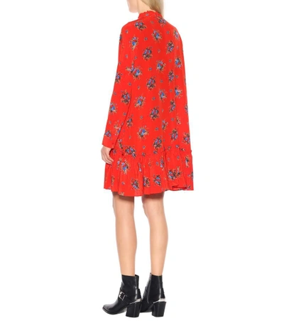 Shop Ganni Kochhar Floral Silk Minidress In Red