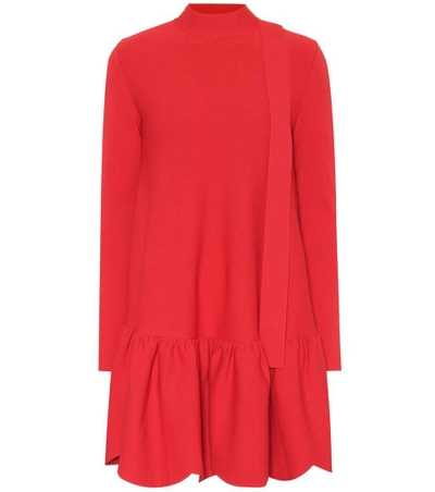 Shop Valentino Bow-back Jersey Minidress In Red
