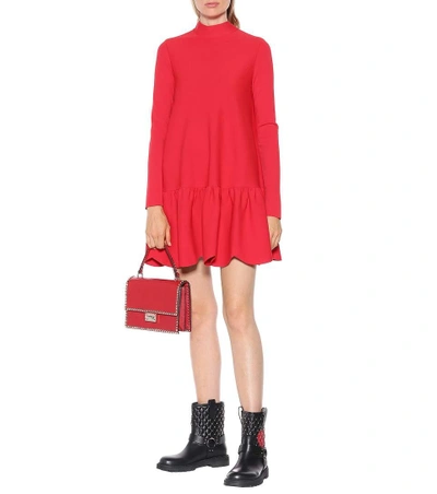 Shop Valentino Bow-back Jersey Minidress In Red