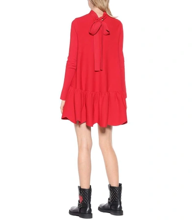 Shop Valentino Bow-back Jersey Minidress In Red