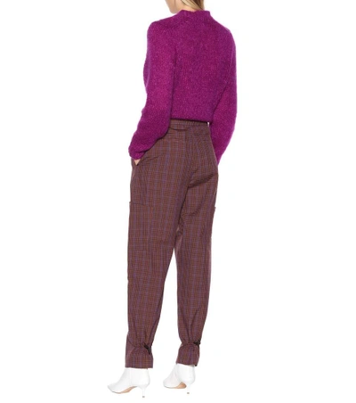 Shop Tibi Checked Wool-blend Pants In Brown