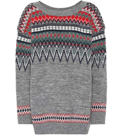Shop Junya Watanabe Fair Isle Wool-blend Sweater In Grey