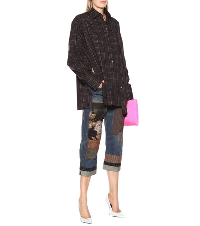 Shop Junya Watanabe Patchwork Cropped Jeans In Blue