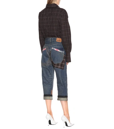 Shop Junya Watanabe Patchwork Cropped Jeans In Blue
