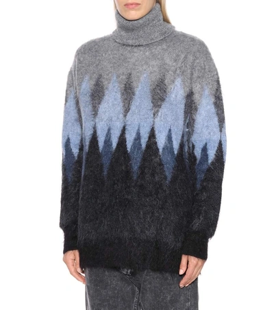 Shop Junya Watanabe Turtleneck Wool-blend Sweater In Grey