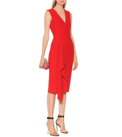 Shop Alexander Mcqueen Crêpe Midi Dress In Red