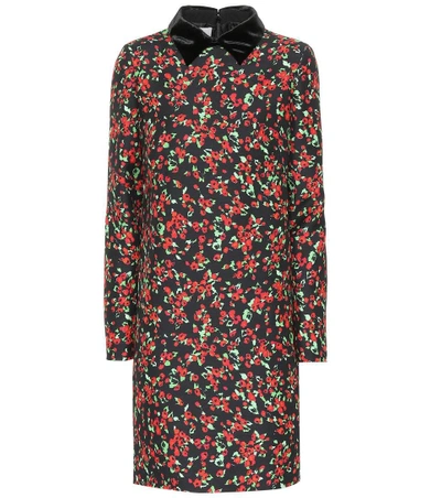 Shop Valentino Silk And Wool Floral Dress In Black