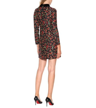 Shop Valentino Silk And Wool Floral Dress In Black