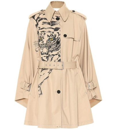 Shop Valentino Tiger Re-edition Cotton-blend Coat In Brown