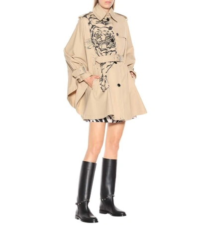 Shop Valentino Tiger Re-edition Cotton-blend Coat In Brown