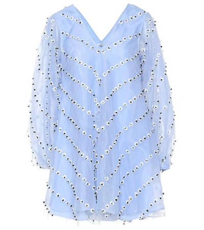 Shop Ganni Rosenfeld Embellished Minidress In Blue