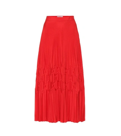 Shop Givenchy Pleated Midi Skirt In Red