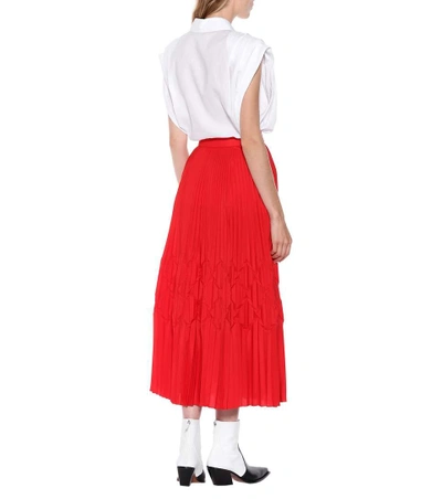 Shop Givenchy Pleated Midi Skirt In Red