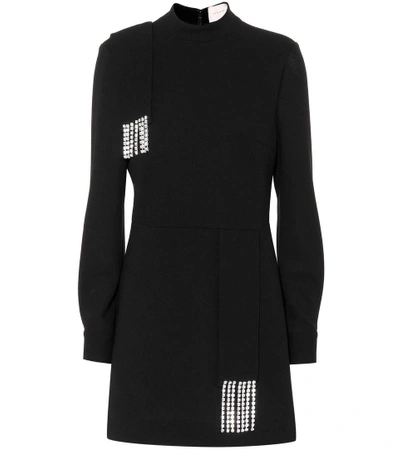 Shop Christopher Kane Embellished Wool Dress In Black