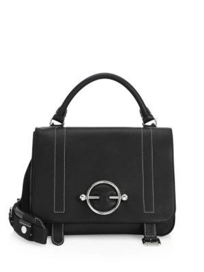 Shop Jw Anderson Disc Buckle Leather Satchel In Black
