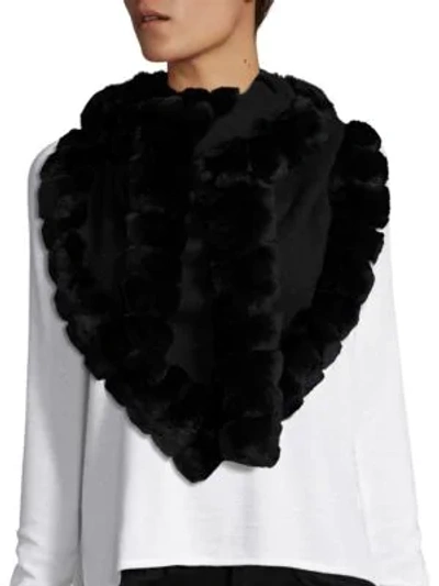 Shop Glamourpuss Bohemian Rabbit Fur-trimmed Scarf In Black