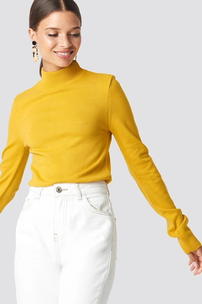 Shop Trendyol Fishing Collar Sweater - Yellow In Mustard