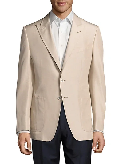 Shop Tom Ford Solid Notch-lapel Silk Jacket In Nude