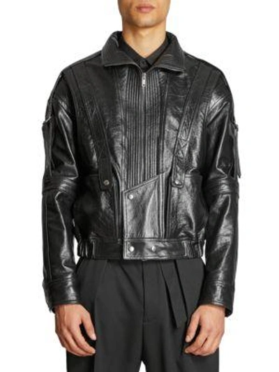 Shop Givenchy Leather Moto Jacket In Black